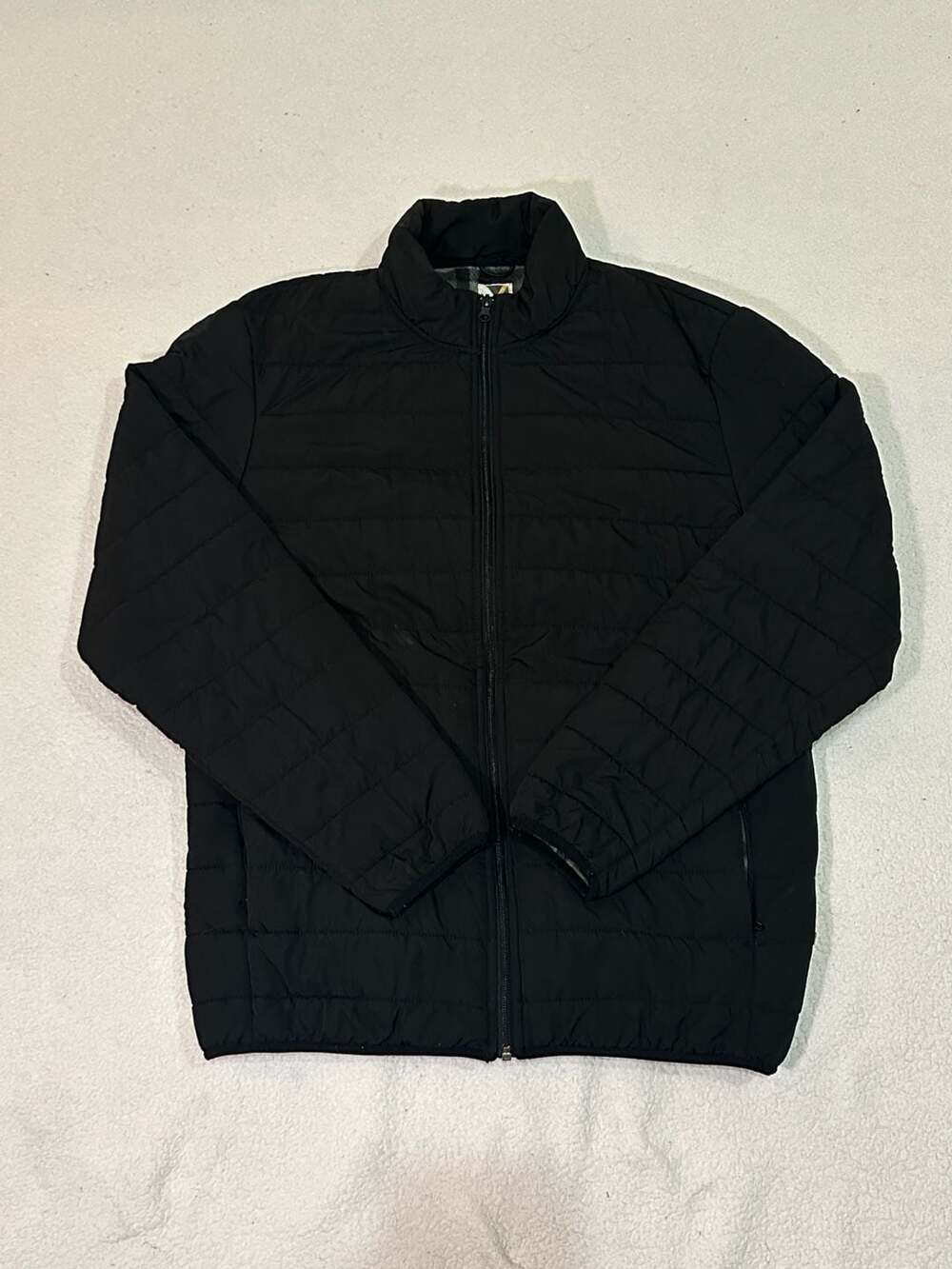 Voyager Men's Black Quilted Plaid Lined Puffer Jacket Size M